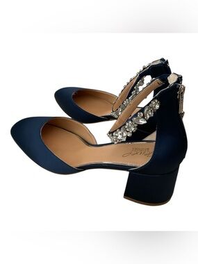 Décolleté Badgley Mischka Kamilah In Pelle, Colore Vino, Tacco Con Spalline, Donna 36-37 EU